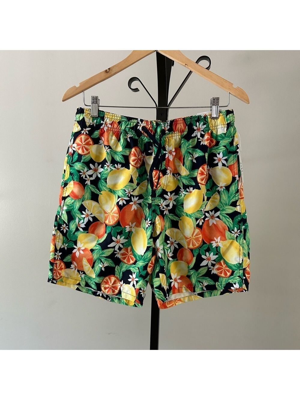 Old Navy Vibrant Citrus Print Swim Shorts, Size Small.